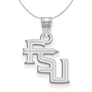 Sterling Silver Florida State Small 'FSU' Necklace - 24 Inch